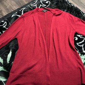 Red cardigan